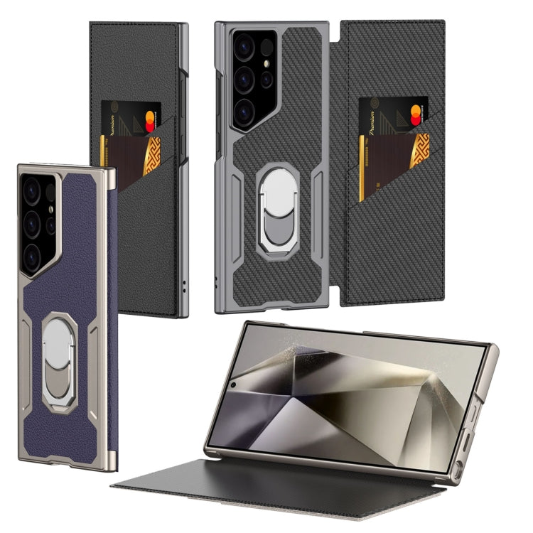 For Samsung Galaxy S24 Ultra 5G GKK Armor Flip Leather Phone Case, Without Pen(Carbon Fiber Texture)