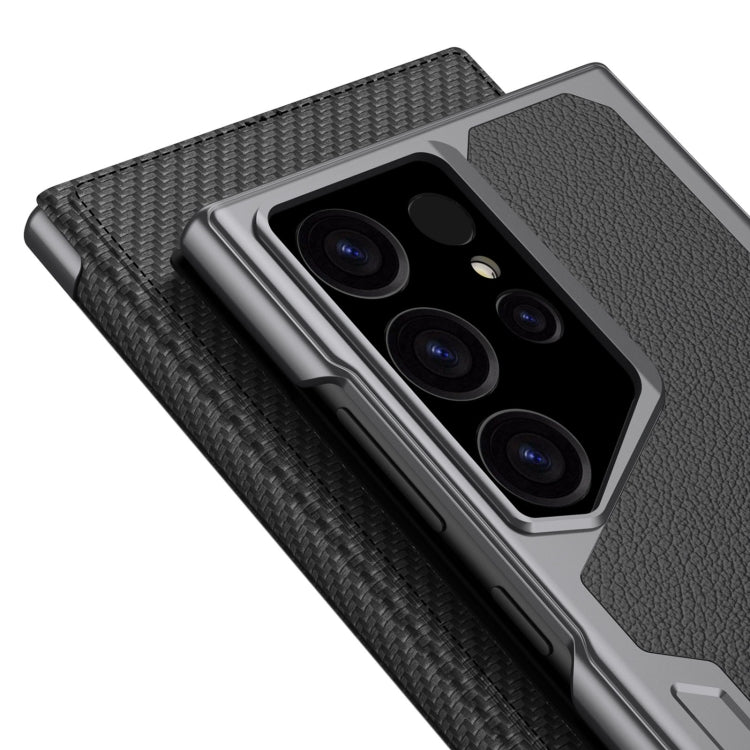 For Samsung Galaxy S24 Ultra 5G GKK Armor Flip Leather Phone Case, Without Pen(Carbon Fiber Texture)