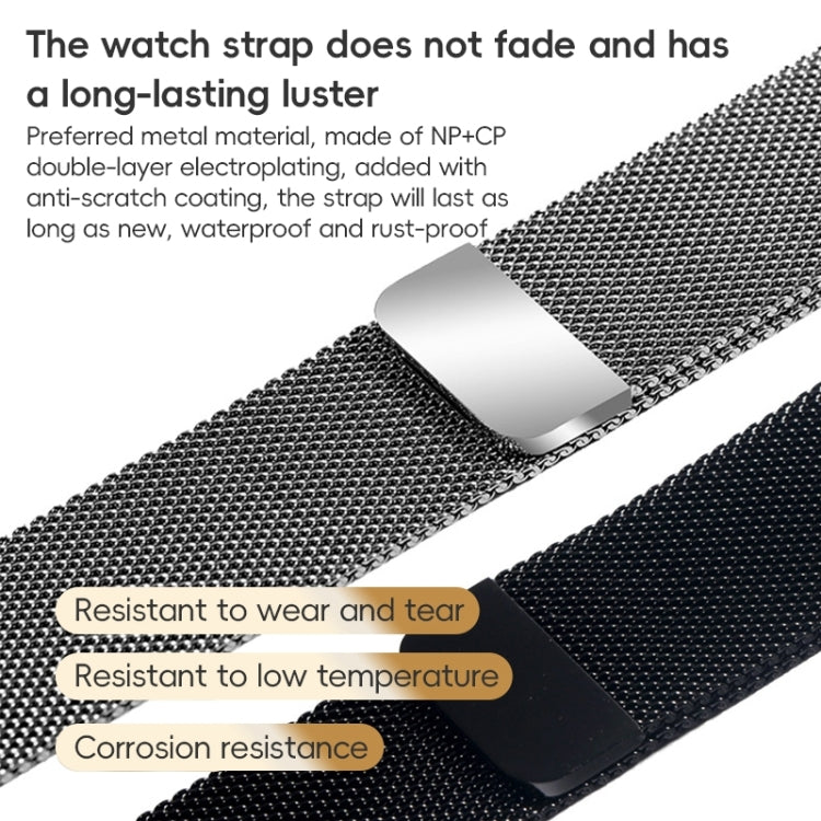 For Apple Watch Series 3 42mm ZGA Milanese Magnetic Metal Watch Band(Black)