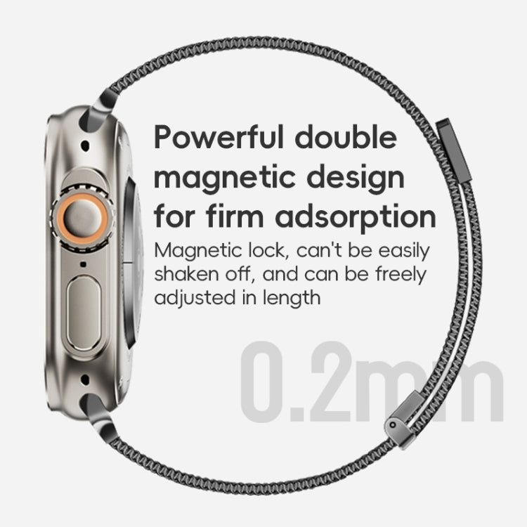 For Apple Watch Series 8 45mm ZGA Milanese Magnetic Metal Watch Band(Silver)