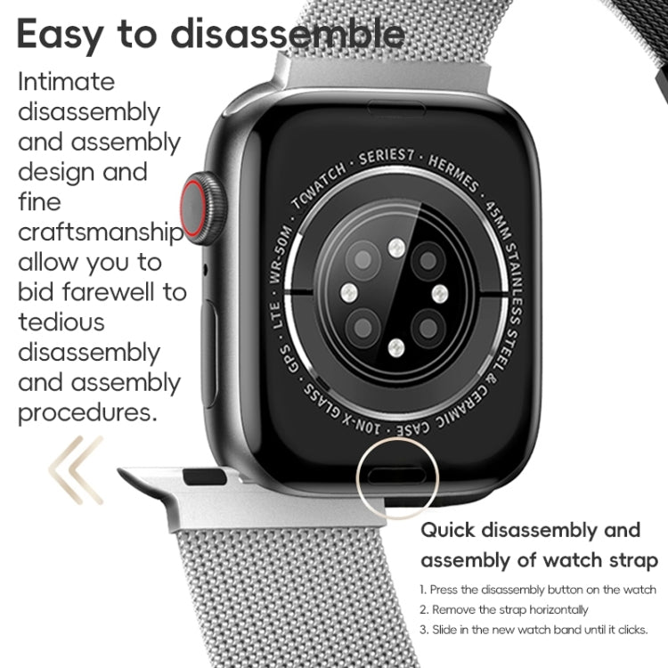For Apple Watch SE 2022 44mm ZGA Milanese Magnetic Metal Watch Band(Black)