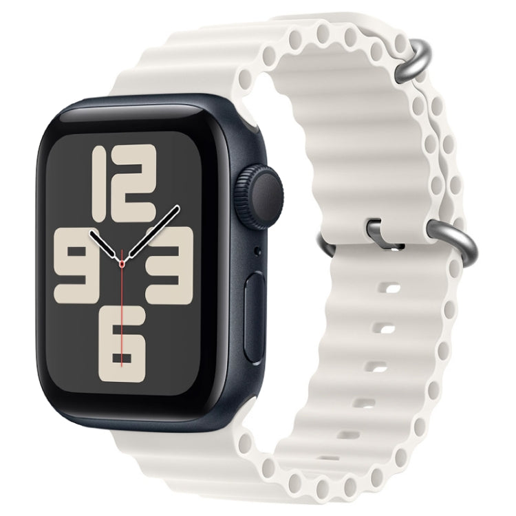 For Apple Watch SE 2023 44mm ZGA Ocean Silicone Watch Band(White)