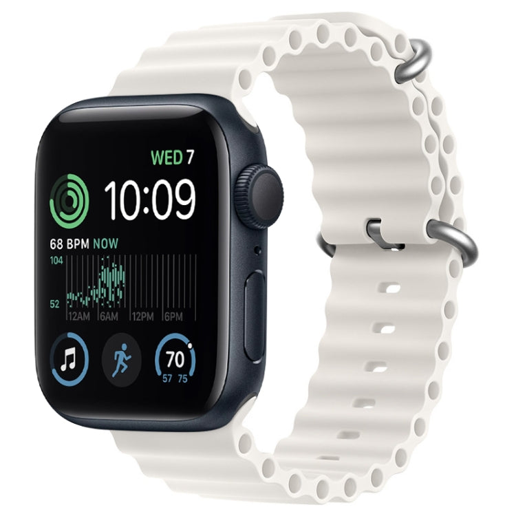 For Apple Watch SE 2022 44mm ZGA Ocean Silicone Watch Band(White)