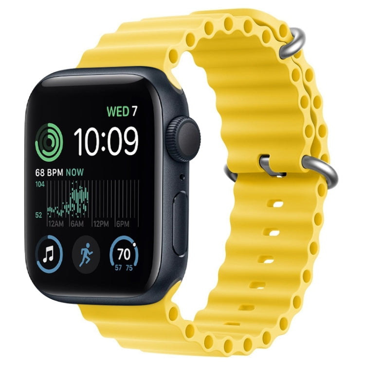 For Apple Watch SE 44mm ZGA Ocean Silicone Watch Band(Yellow)