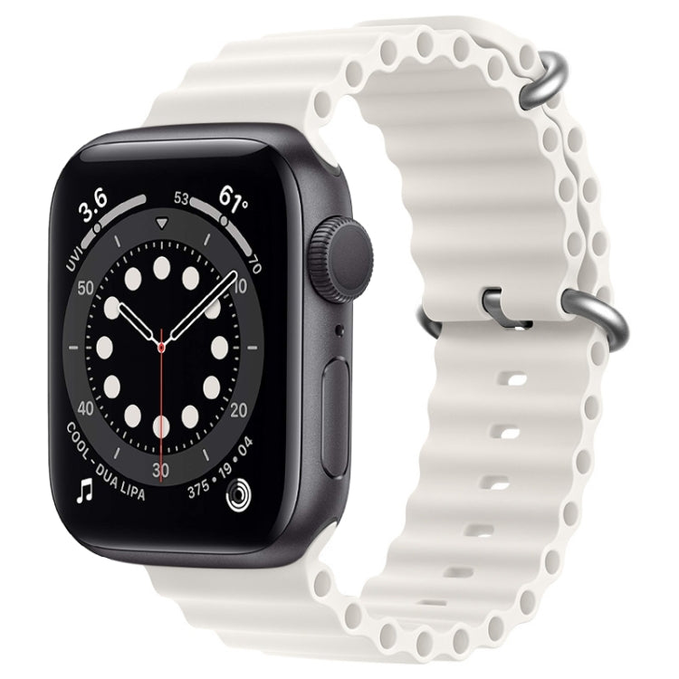 For Apple Watch Series 6 44mm ZGA Ocean Silicone Watch Band(White)