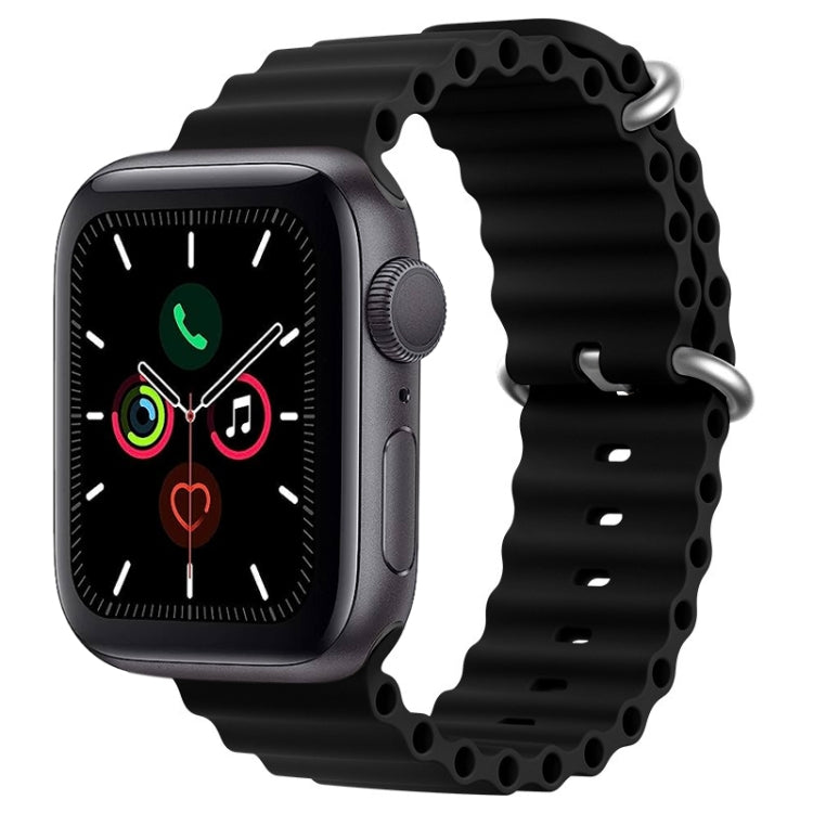 For Apple Watch Series 5 44mm ZGA Ocean Silicone Watch Band(Black)