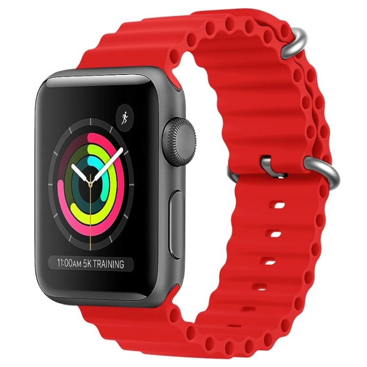 For Apple Watch 42mm ZGA Ocean Silicone Watch Band(Red)
