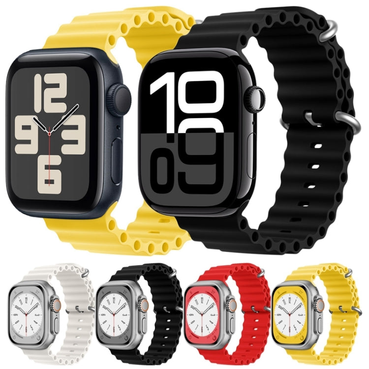 For Apple Watch Series 5 44mm ZGA Ocean Silicone Watch Band(Yellow)