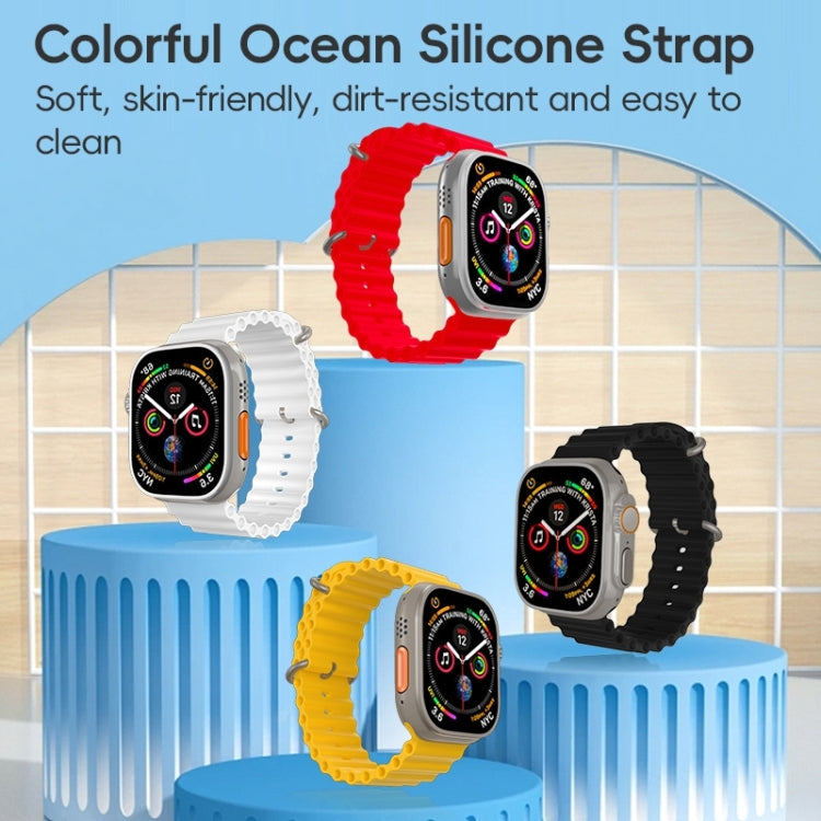 For Apple Watch 42mm ZGA Ocean Silicone Watch Band(Black)