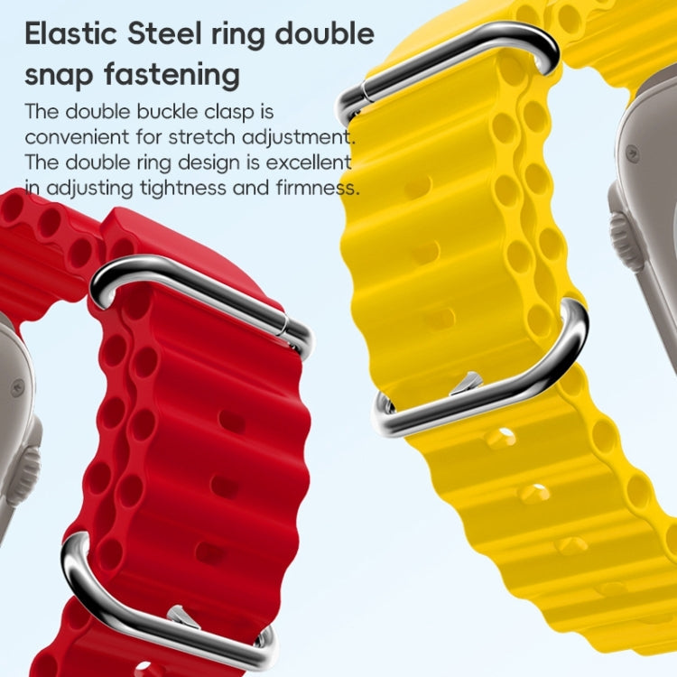 For Apple Watch 42mm ZGA Ocean Silicone Watch Band(Black)