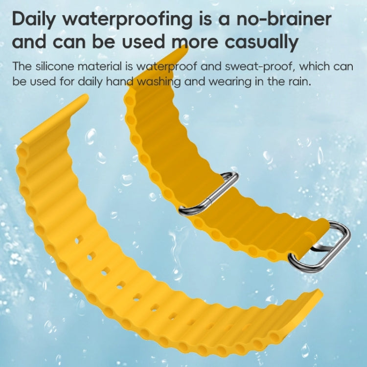 For Apple Watch Series 2 42mm ZGA Ocean Silicone Watch Band(Yellow)
