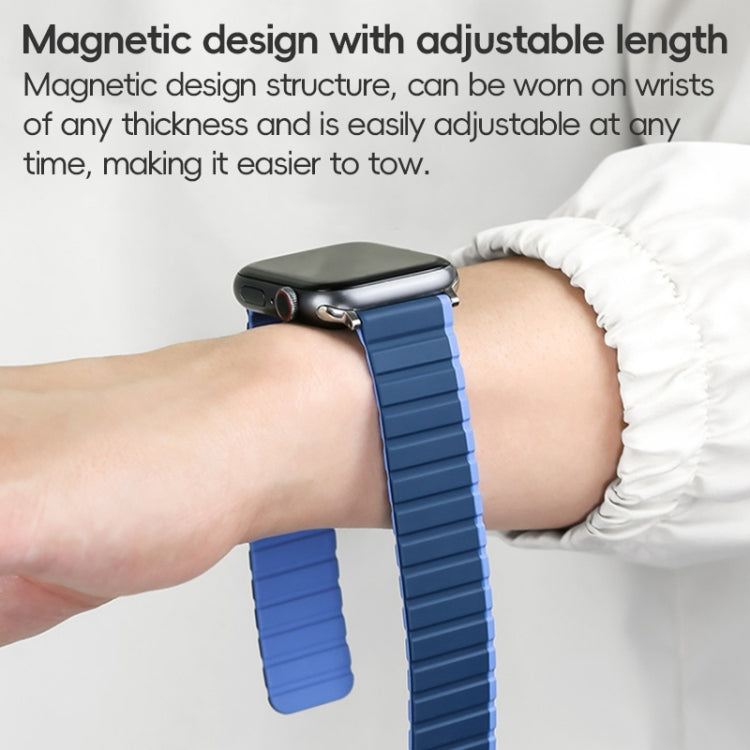 For Apple Watch Series 2 42mm ZGA Two Color Magnetic Silicone Watch Band(Dark Green+Light Green)