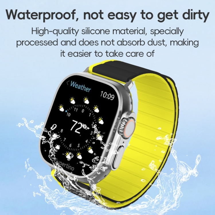 For Apple Watch Series 5 44mm ZGA Two Color Magnetic Silicone Watch Band(Dark Blue+Light Blue)