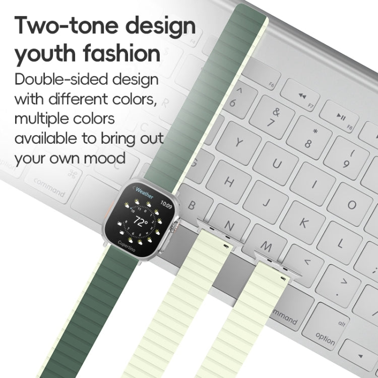 For Apple Watch 42mm ZGA Two Color Magnetic Silicone Watch Band(Black+Orange)