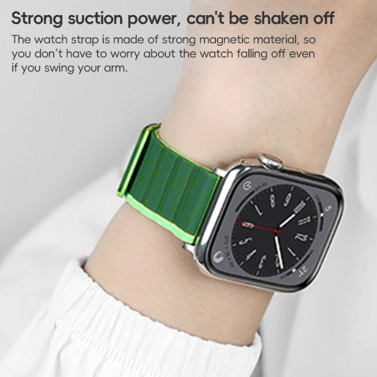 For Apple Watch Series 6 44mm ZGA Two Color Magnetic Silicone Watch Band(Dark Blue+Light Blue)
