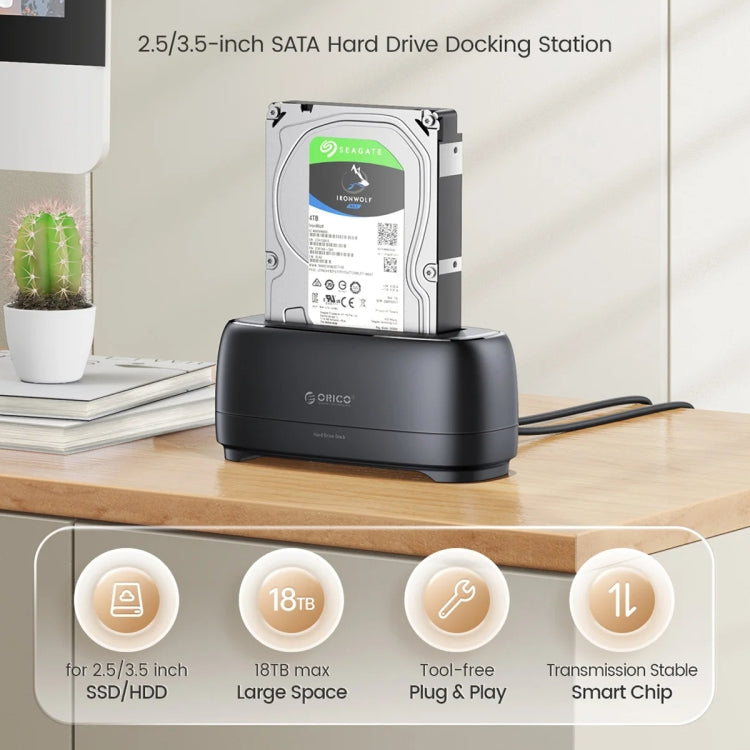 ORICO DD18C3 Single Bay 2.5 & 3.5 inch SATA Drive Docking Station, Plug Type:EU Plug