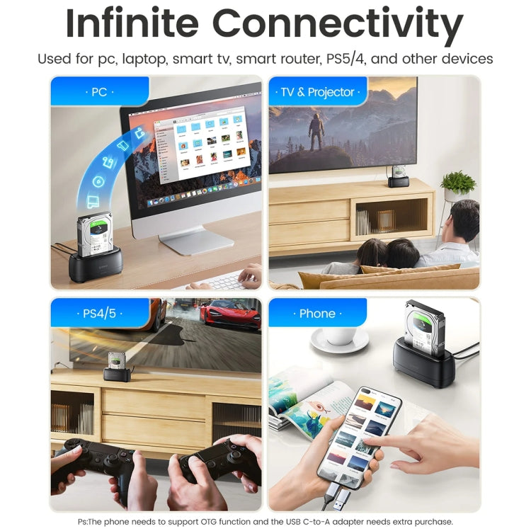 ORICO DD18C3 Single Bay 2.5 & 3.5 inch SATA Drive Docking Station, Plug Type:UK Plug