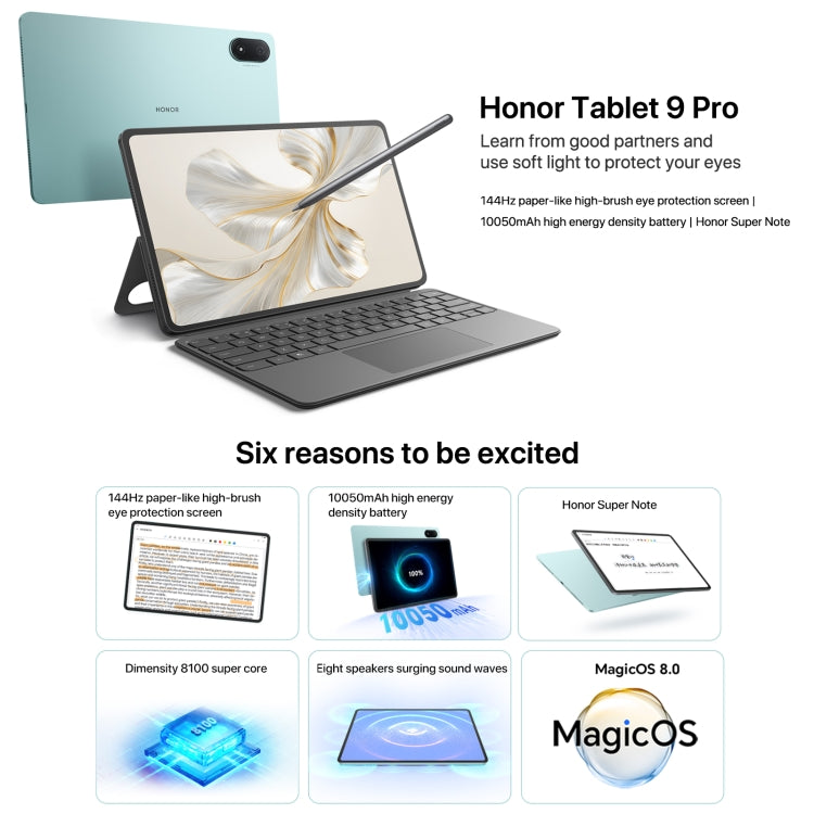 Honor Pad 9 Pro 12.1 inch WiFi, 12GB+256GB, MagicOS 8.0 Dimensity 8100 Octa Core, Not Support Google Play(Grey)