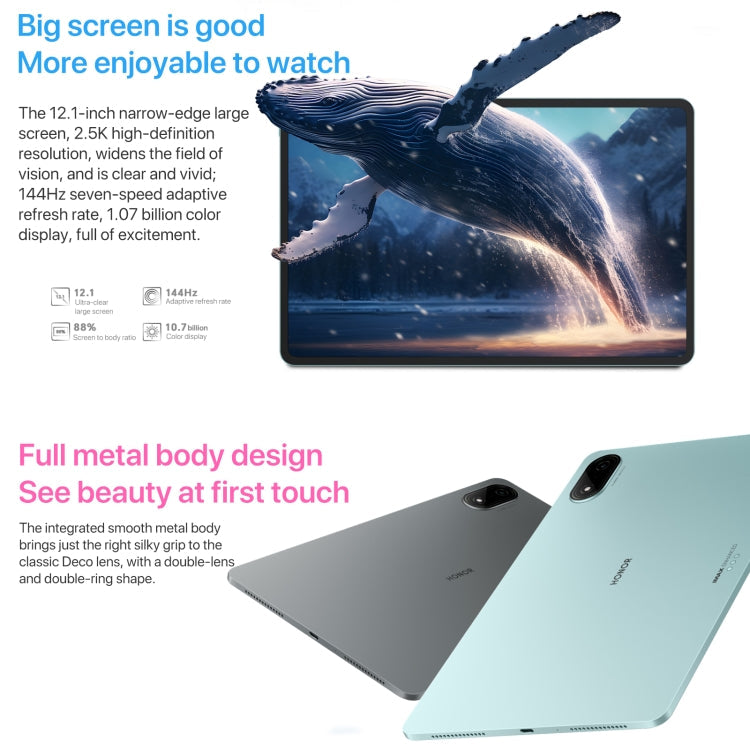 Honor Pad 9 Pro 12.1 inch WiFi, 12GB+256GB, MagicOS 8.0 Dimensity 8100 Octa Core, Not Support Google Play(Grey)