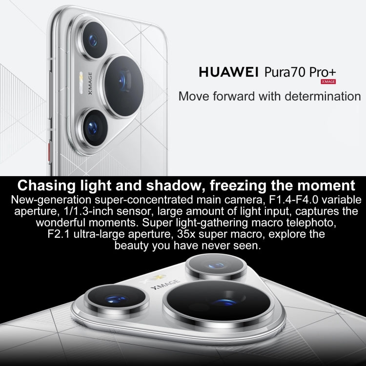 HUAWEI Pura 70 Pro+, 16GB+1TB, Screen Fingerprint Identification, 6.8 inch HarmonyOS 4.2 Kirin 9010 Octa Core up to 2.3GHz, NFC, OTG, Not Support Google Play(Silver)