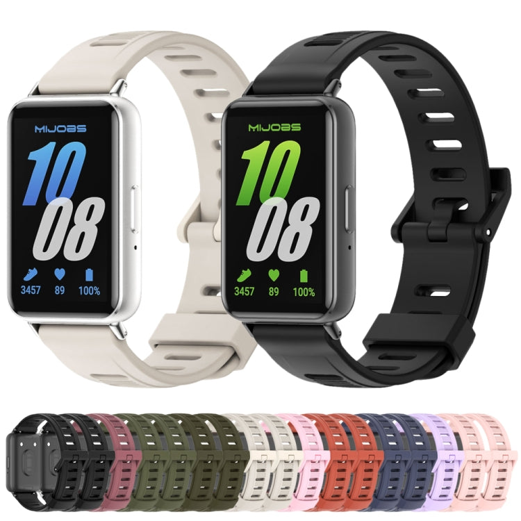 For Samsung Galaxy Fit 3 Mijobs Flat Hole Silicone Watch Band(Orange+Black)