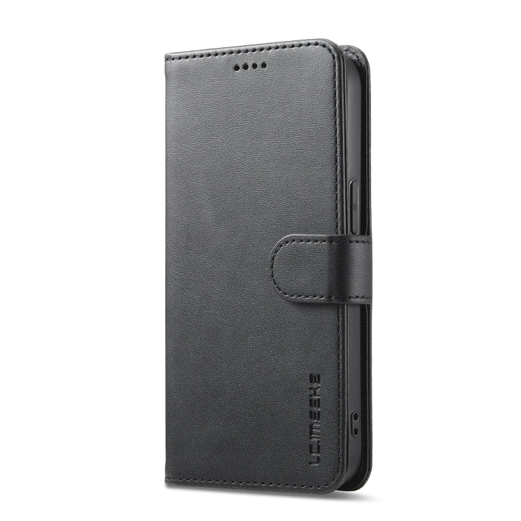 LC.IMEEKE Calf Texture Horizontal Flip Leather Case For iPhone 16e / 17e(Black)