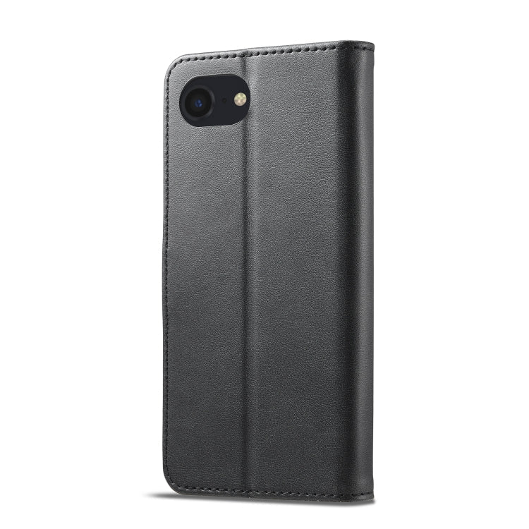LC.IMEEKE Calf Texture Horizontal Flip Leather Case For iPhone 16e / 17e(Black)