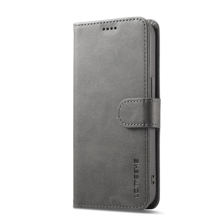 LC.IMEEKE Calf Texture Horizontal Flip Leather Case For iPhone 16e / 17e(Grey)