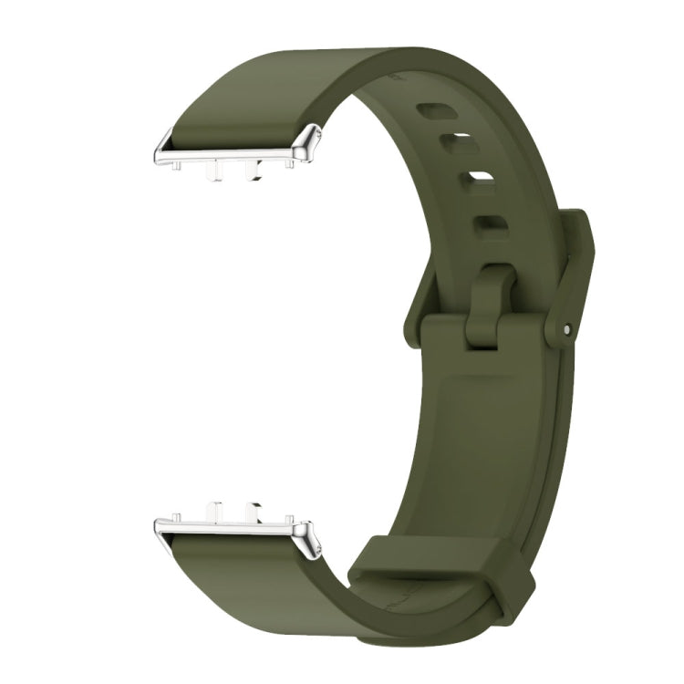 For Samsung Galaxy Fit 3 Mijobs Silicone Watch Band(Army Green+Silver)
