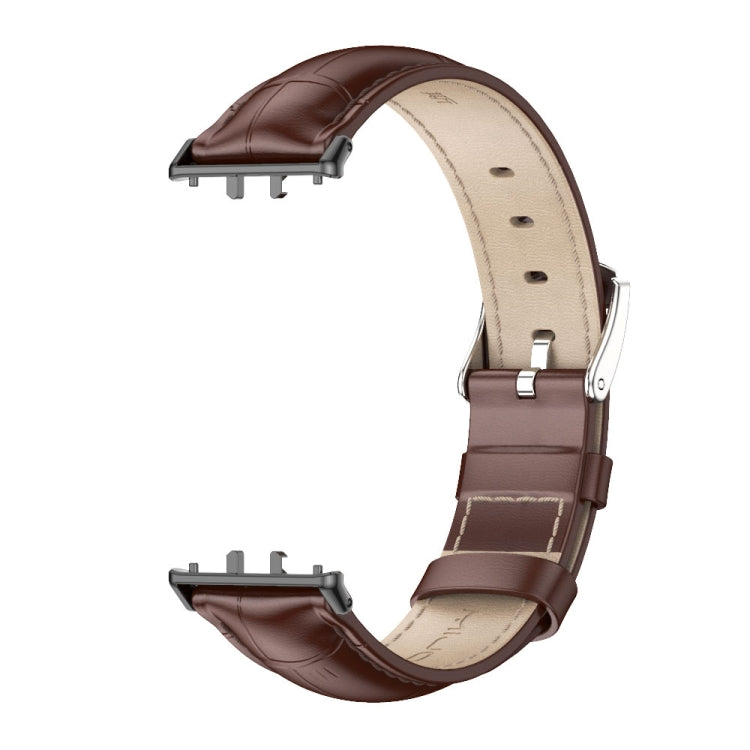 For Samsung Galaxy Fit 3 Mijobs Dual-sided Genuine Leather Watch Band(Bamboo Coffee Black)