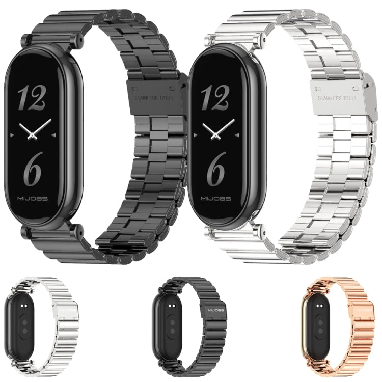 For Xiaomi Smart Band 10 / 9 / 8 Mijobs GT4 Bamboo Buckle Metal Watch Band(Silver)