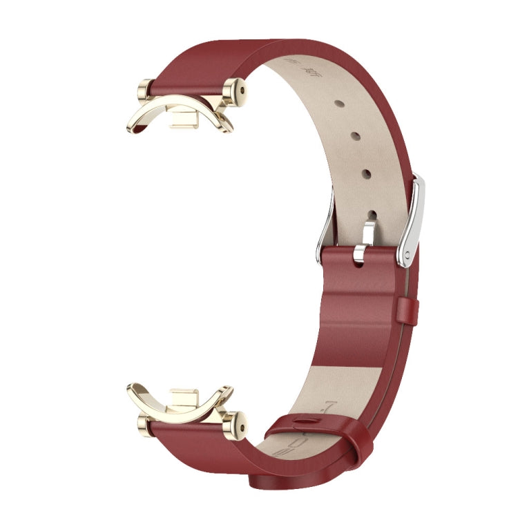 For Xiaomi Smart Band 10 / 9 / 8 Mijobs GT4 First Layer Cowhide Watch Band(Red Light Gold)