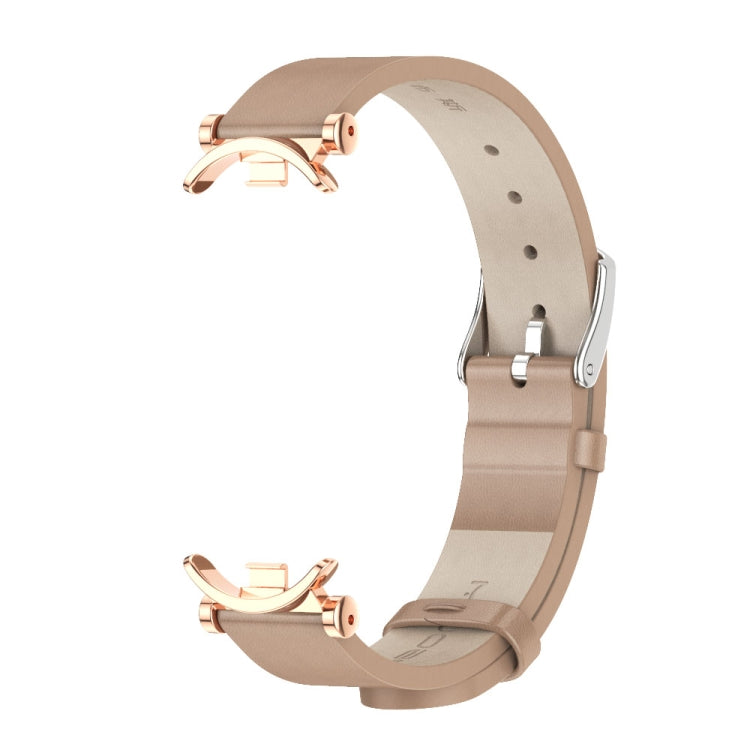 For Xiaomi Smart Band 10 / 9 / 8 Mijobs GT4 First Layer Cowhide Watch Band(Apricot Rose Gold)