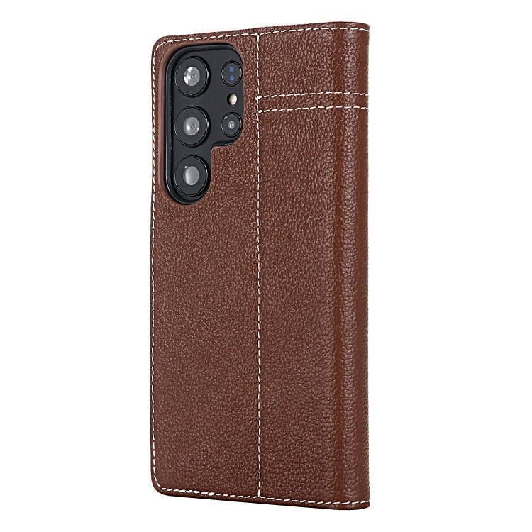 For Samsung Galaxy S24 5G GEBEI Top-grain Horizontal Flip Leather Phone Case(Brown)