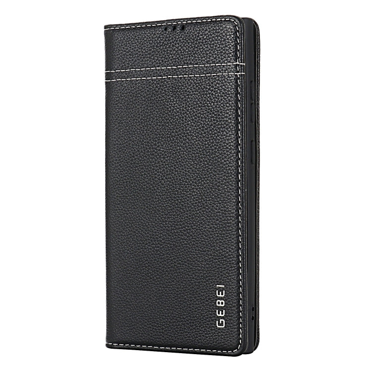 For Samsung Galaxy S24 5G GEBEI Top-grain Horizontal Flip Leather Phone Case(Black)