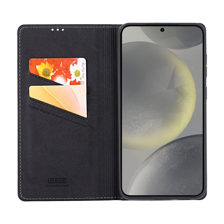 For Samsung Galaxy S24 5G GEBEI Top-grain Horizontal Flip Leather Phone Case(Black)