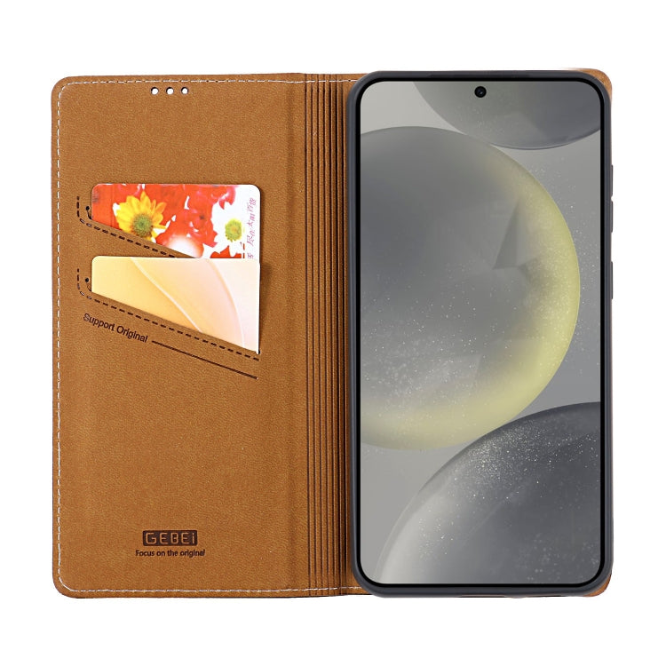 For Samsung Galaxy S24+ 5G GEBEI Top-grain Horizontal Flip Leather Phone Case(Brown)