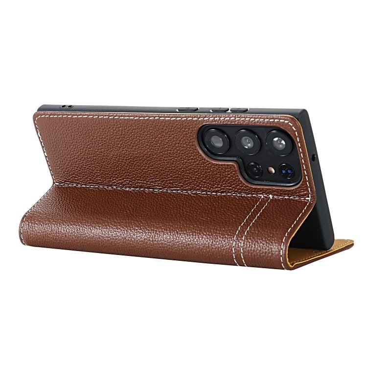 For Samsung Galaxy S24+ 5G GEBEI Top-grain Horizontal Flip Leather Phone Case(Brown)