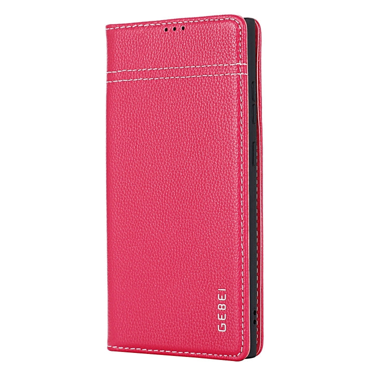 For Samsung Galaxy S24+ 5G GEBEI Top-grain Horizontal Flip Leather Phone Case(Rose Red)