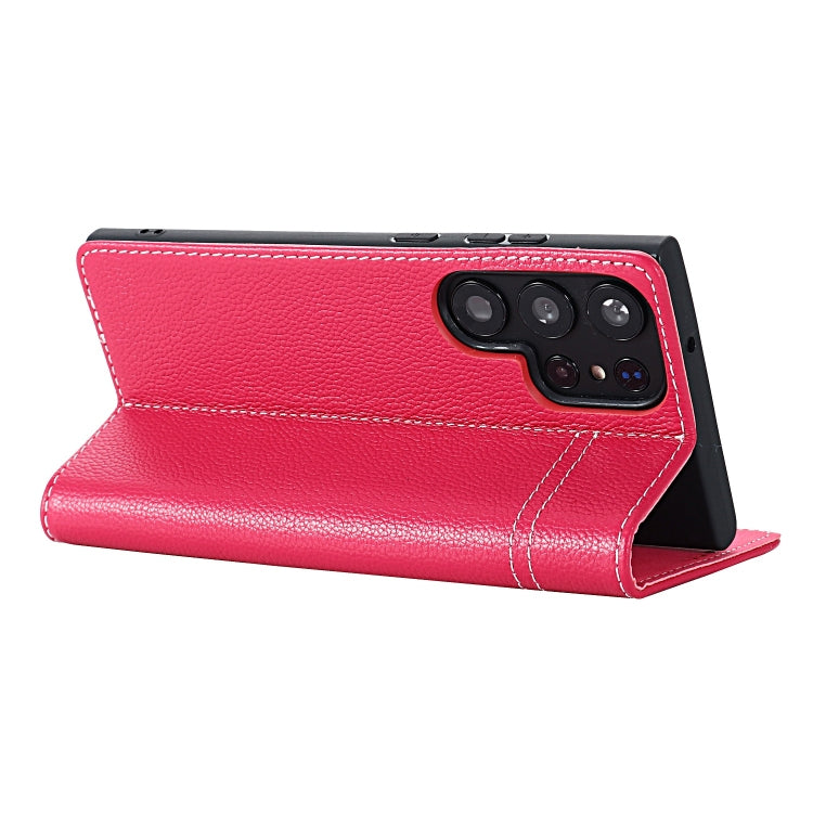 For Samsung Galaxy S24+ 5G GEBEI Top-grain Horizontal Flip Leather Phone Case(Rose Red)