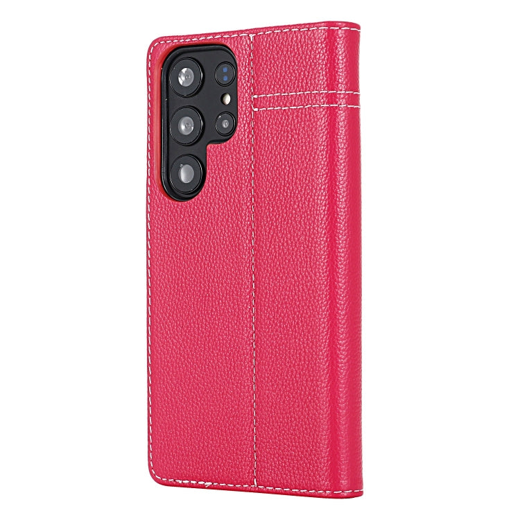 For Samsung Galaxy S24 Ultra 5G GEBEI Top-grain Horizontal Flip Leather Phone Case(Rose Red)