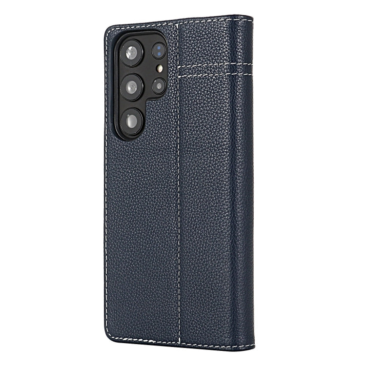 For Samsung Galaxy S24 Ultra 5G GEBEI Top-grain Horizontal Flip Leather Phone Case(Blue)