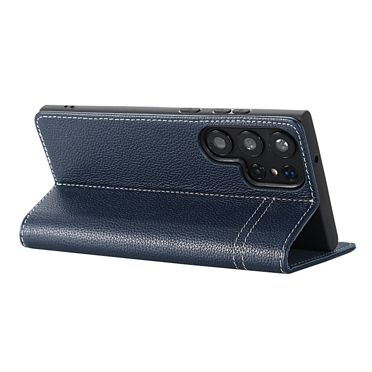 For Samsung Galaxy S24 Ultra 5G GEBEI Top-grain Horizontal Flip Leather Phone Case(Blue)
