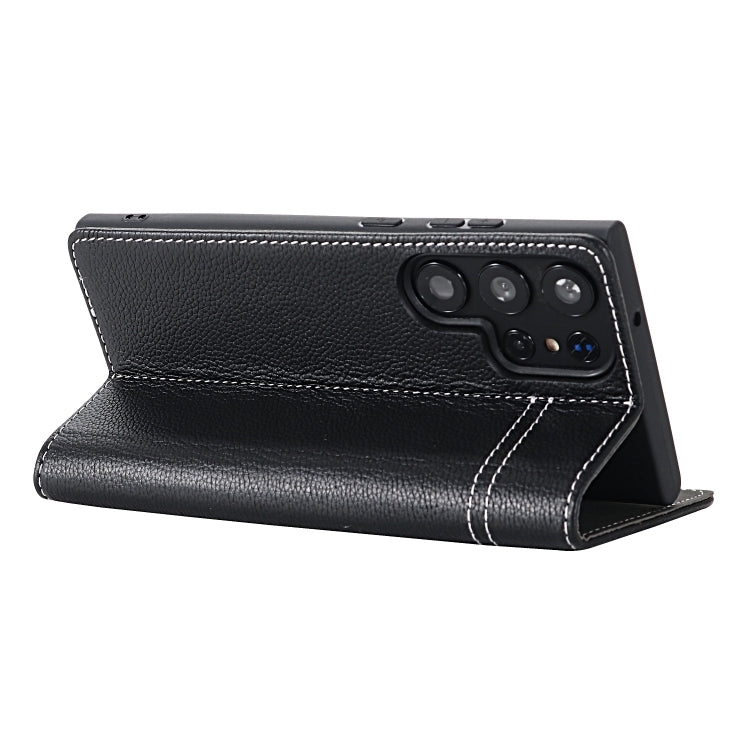 For Samsung Galaxy S24 Ultra 5G GEBEI Top-grain Horizontal Flip Leather Phone Case(Black)