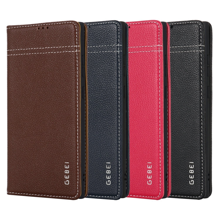 For Samsung Galaxy S24+ 5G GEBEI Top-grain Horizontal Flip Leather Phone Case(Blue)