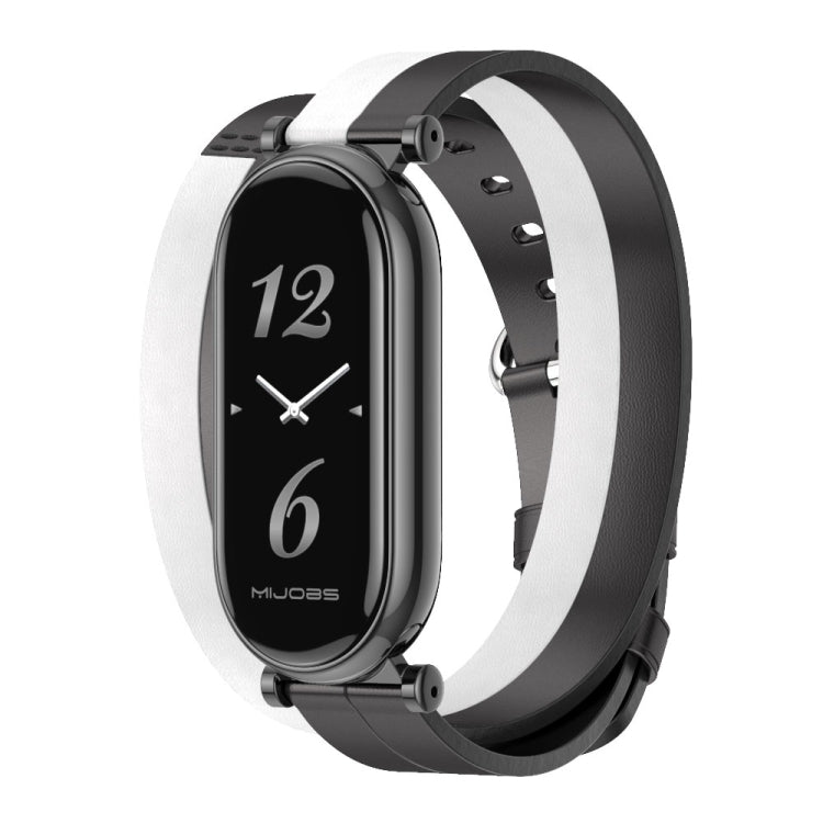 For Xiaomi Smart Band 10 / 9 / 8 Mijobs GT4 Dual-Loop Leather Watch Band(Black+White+Black)