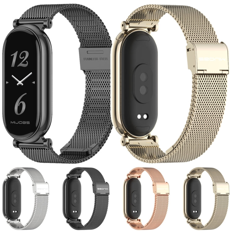 For Xiaomi Smart Band 10 / 9 / 8 Mijobs GT4 Milan Buckle Metal Watch Band(Rose Gold)