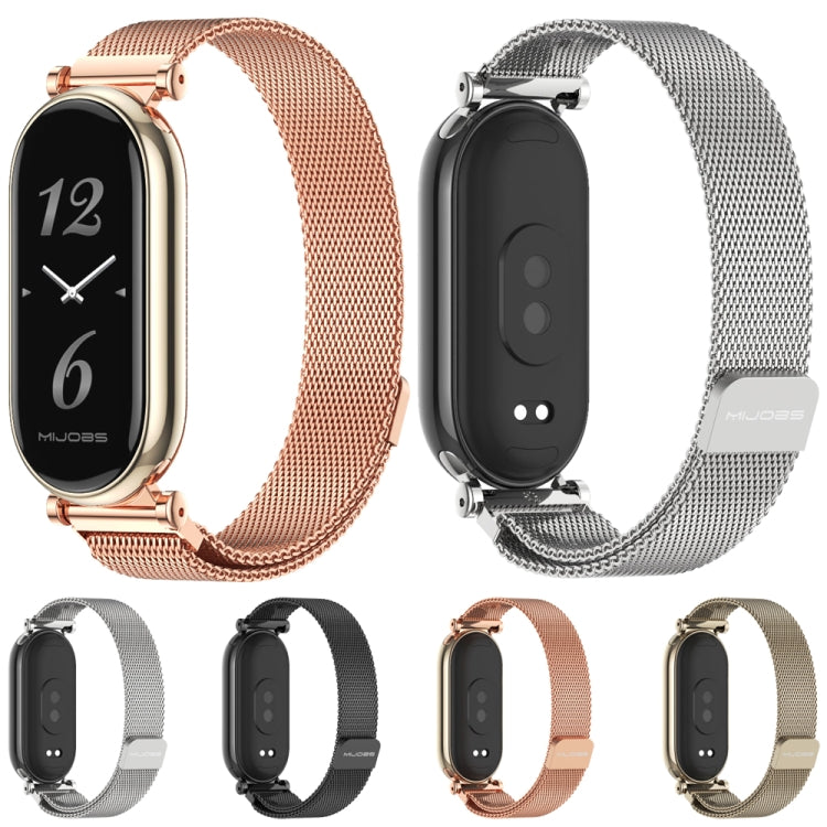 For Xiaomi Smart Band 10 / 9 / 8 Mijobs GT4 Milan Magnetic Metal Watch Band(Rose Gold)