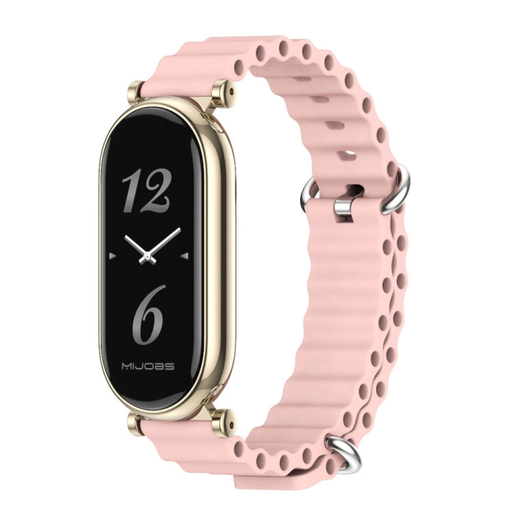 For Xiaomi Smart Band 10 / 9 / 8 Mijobs GT4 Marine Silicone Breathable Watch Band(Pink Light Gold)