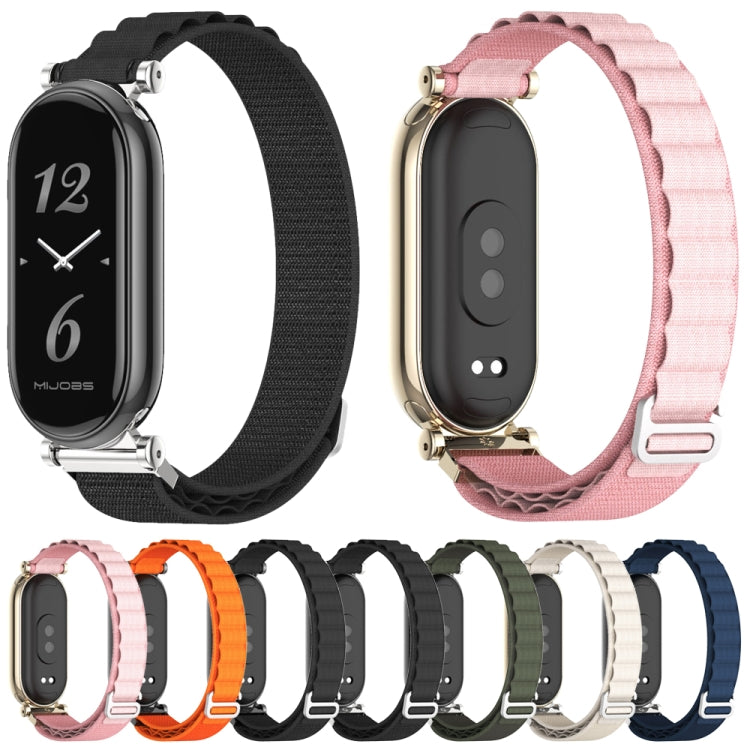 For Xiaomi Smart Band 10 / 9 / 8 Mijobs GT4 Nylon Breathable Watch Band(Black Silver)